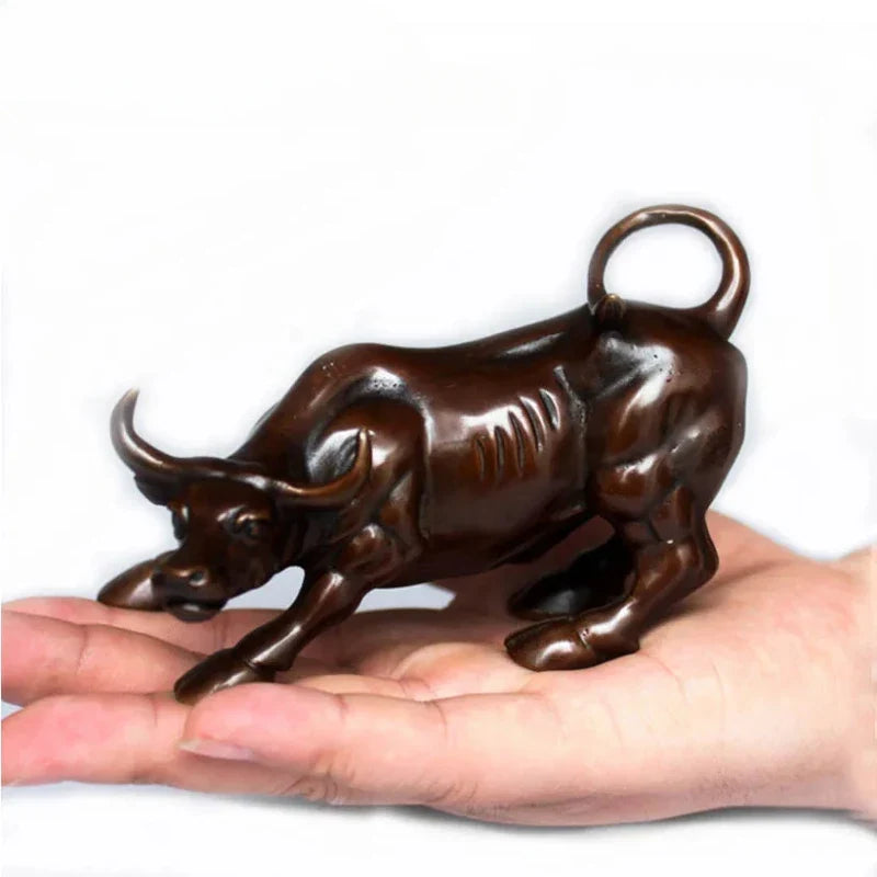 12cm brass ox wall street bull figurine Perfecsy, feng shui home office decor gift on Tampa Home & Garden Store