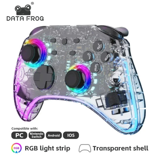 Data Frog transparent wireless gamepad with RGB LED lighting and audio jack for Switch on Tampa Home & Garden Store