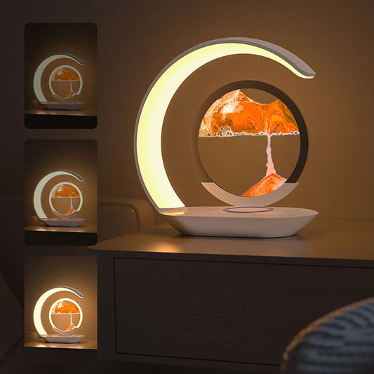 Quicksand Table Lamp USB Wireless Charging 3D Hourglass Desk Night Light - Tampa Home & Garden Store