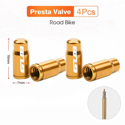 Aluminum Presta valve caps gold finish, 4 pcs for road bikes by BikerZoneZ on Tampa Home & Garden Store