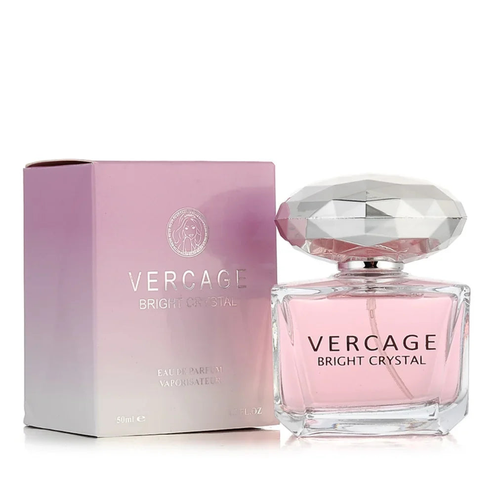 Vercage Bright Crystal perfume bottle with pink liquid and crystal cap with peony notes on Tampa Home & Garden Store