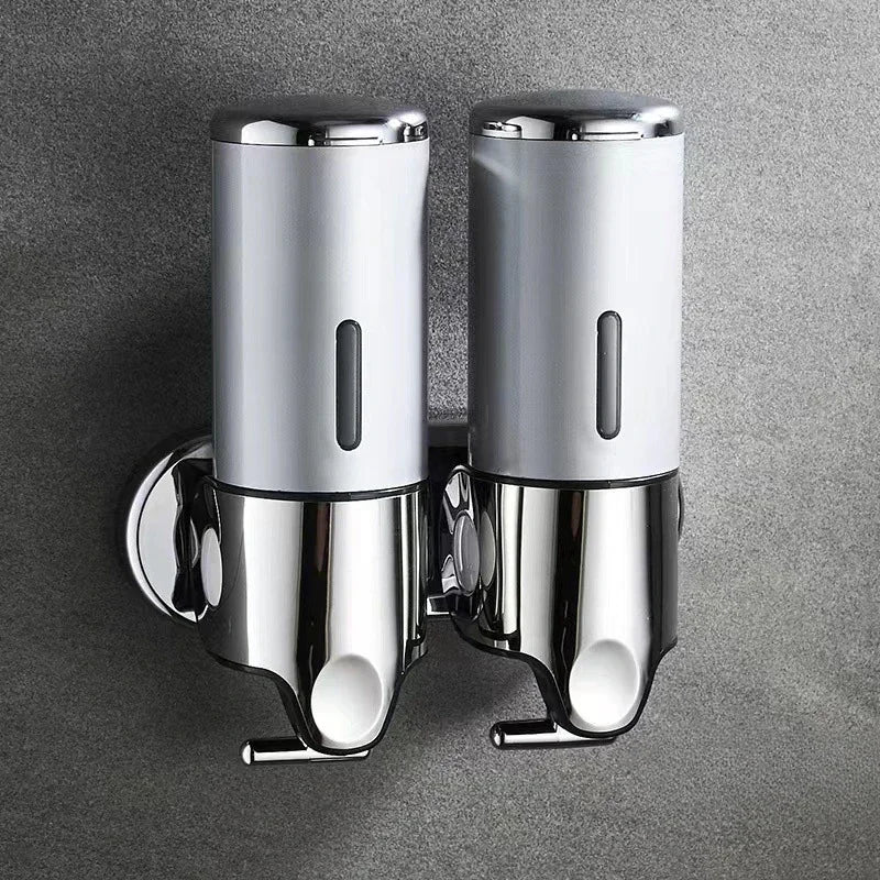 Wall mounted shampoo and soap dispenser pair with chrome finish and 2 tubes UpTrend Deals on Tampa Home & Garden Store