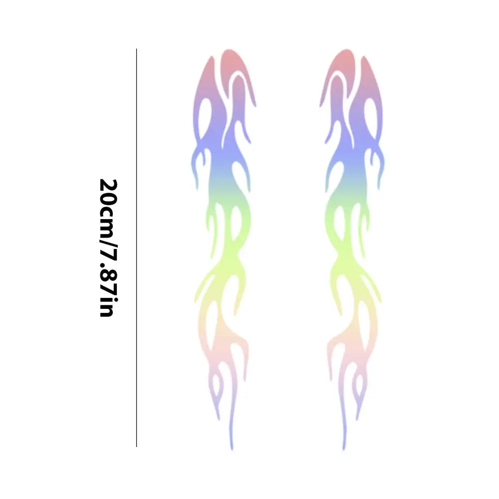 Motorcycle reflective flame stickers pair, rainbow gradient, waterproof, BikerZoneZ on Tampa Home & Garden Store