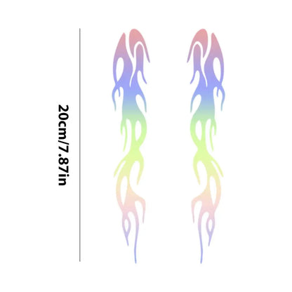 Motorcycle reflective flame stickers pair, rainbow gradient, waterproof, BikerZoneZ on Tampa Home & Garden Store