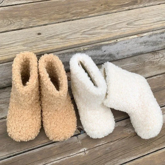 Girls Winter Thermal Boots furry warm ankle boots tan and white, two pairs by UpTrend Deals on Tampa Home & Garden Store