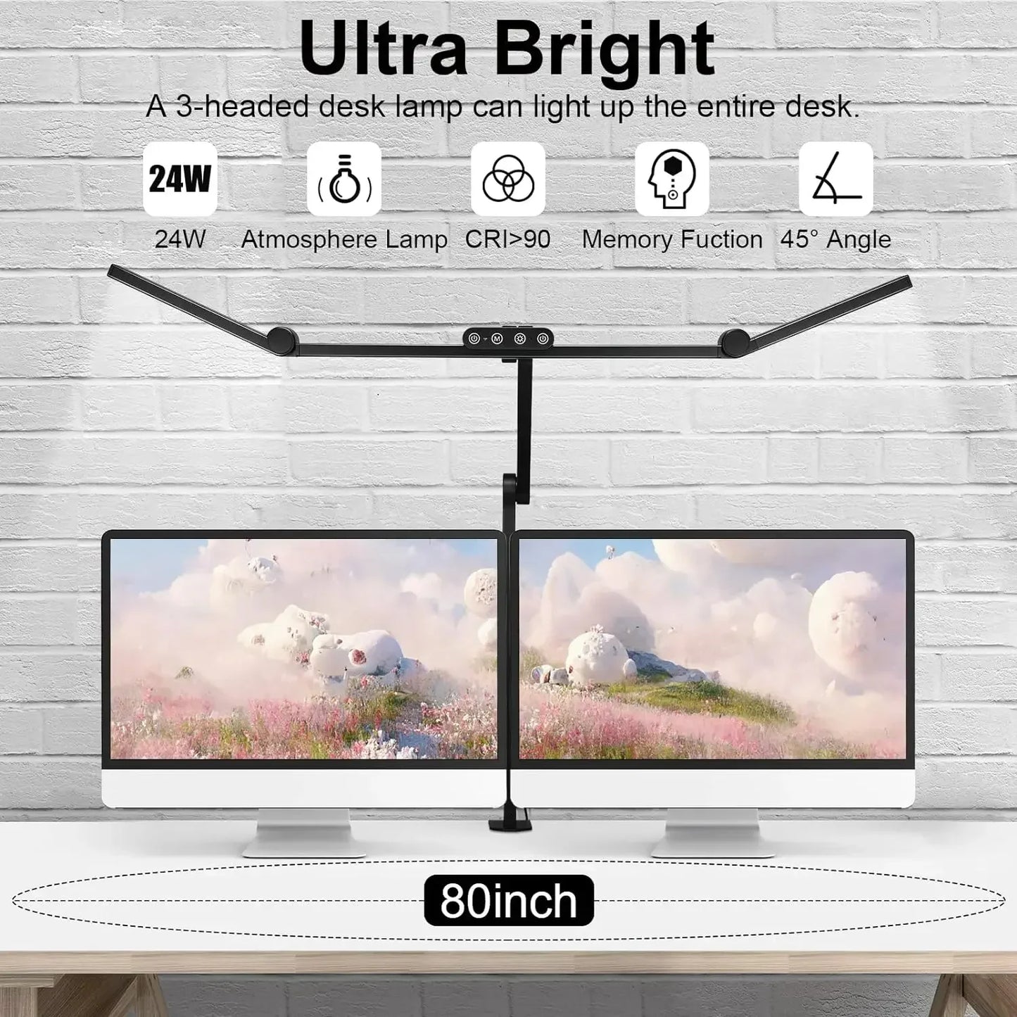 Perfecsy LED desk lamp with clamp, black 3-headed, stepless dimming on Tampa Home & Garden Store