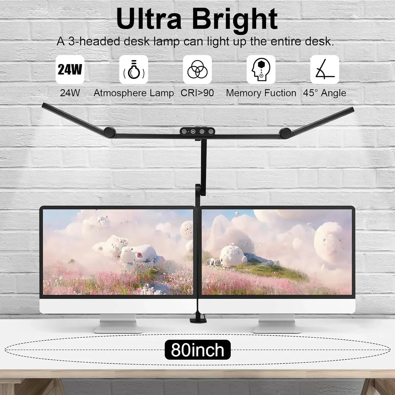Perfecsy LED desk lamp with clamp, black 3-headed, stepless dimming on Tampa Home & Garden Store
