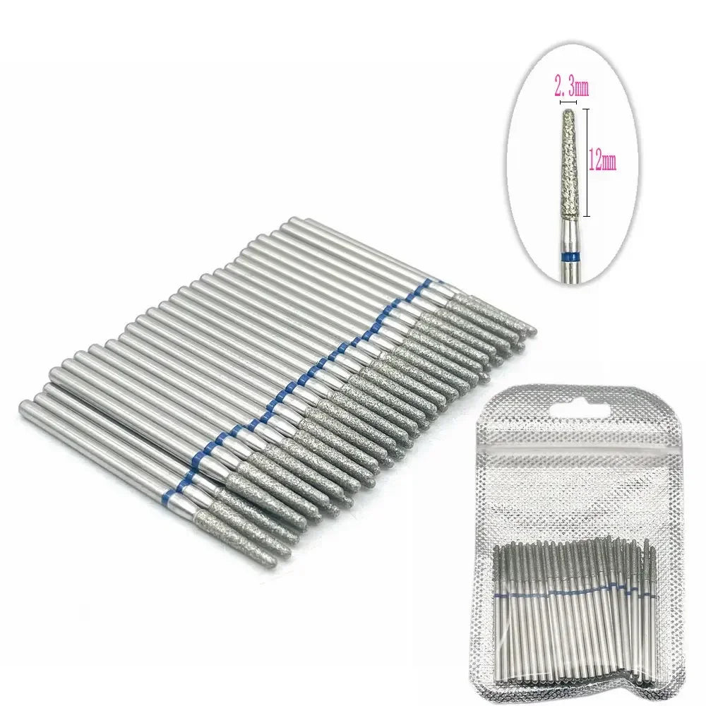Silcy Skin 50pc Diamond Nail Drill Bit Set silver diamond-coated bits for manicure on Tampa Home & Garden Store
