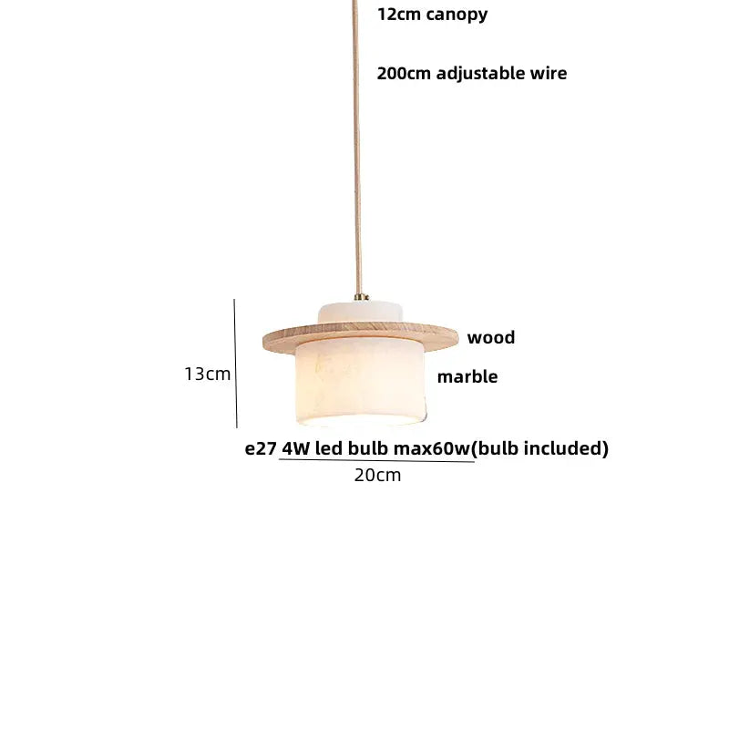 Decorbites LED pendant lamp with wood canopy and marble shade 20cm dia on Tampa Home & Garden Store