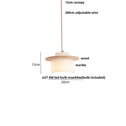 Decorbites LED pendant lamp with wood canopy and marble shade 20cm dia on Tampa Home & Garden Store