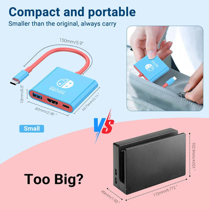 Blue 3-in-1 USB-C docking station with 4K HDMI, USB 3.0 hub and 100W PD by FLIPSTYLEZLLC on Tampa Home & Garden Store