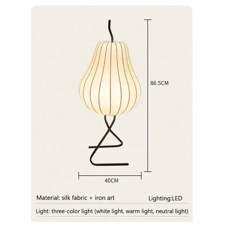 DecorBites Japanese Silk Floor Lamp with Wabi Sabi LED fabric shade on iron art stand on Tampa Home & Garden Store