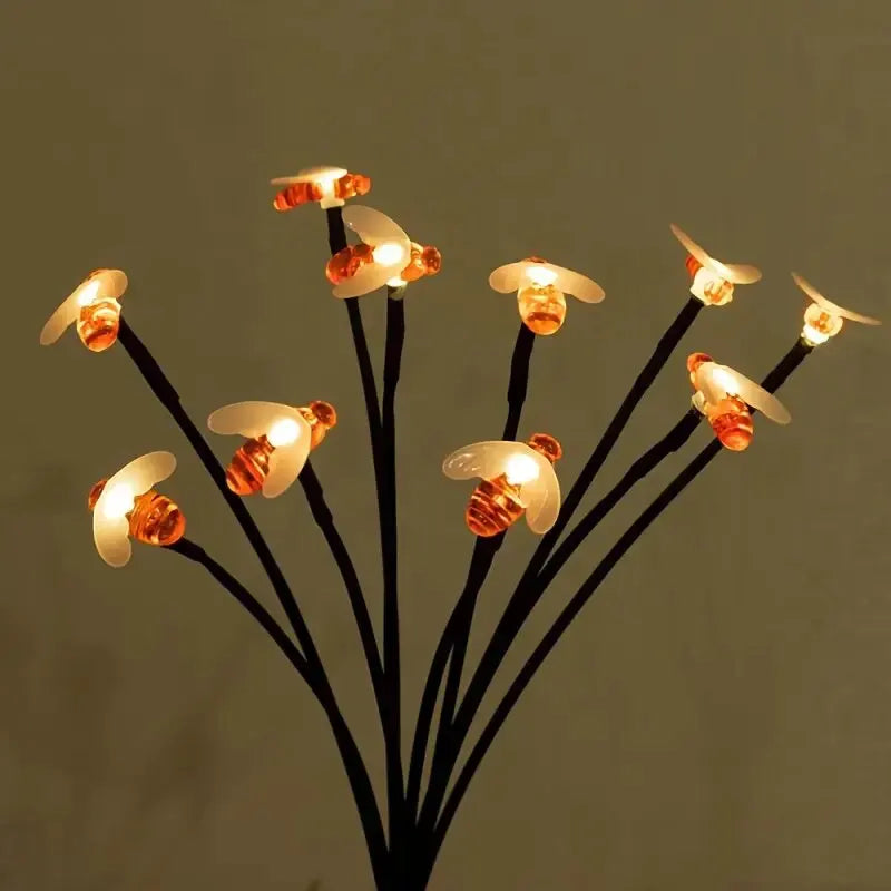 Perfecsy Solar 6/8-Head Bee LED Garden Light waterproof bouquet with warm white LEDs on Tampa Home & Garden Store