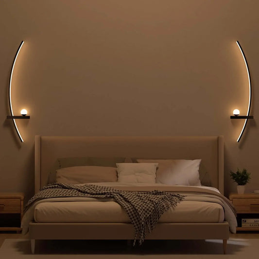 2pcs Modern Adjustable LED Wall Sconce 31.5" Arched Bedside Lamp 3000K Warm Glow - Tampa Home & Garden Store