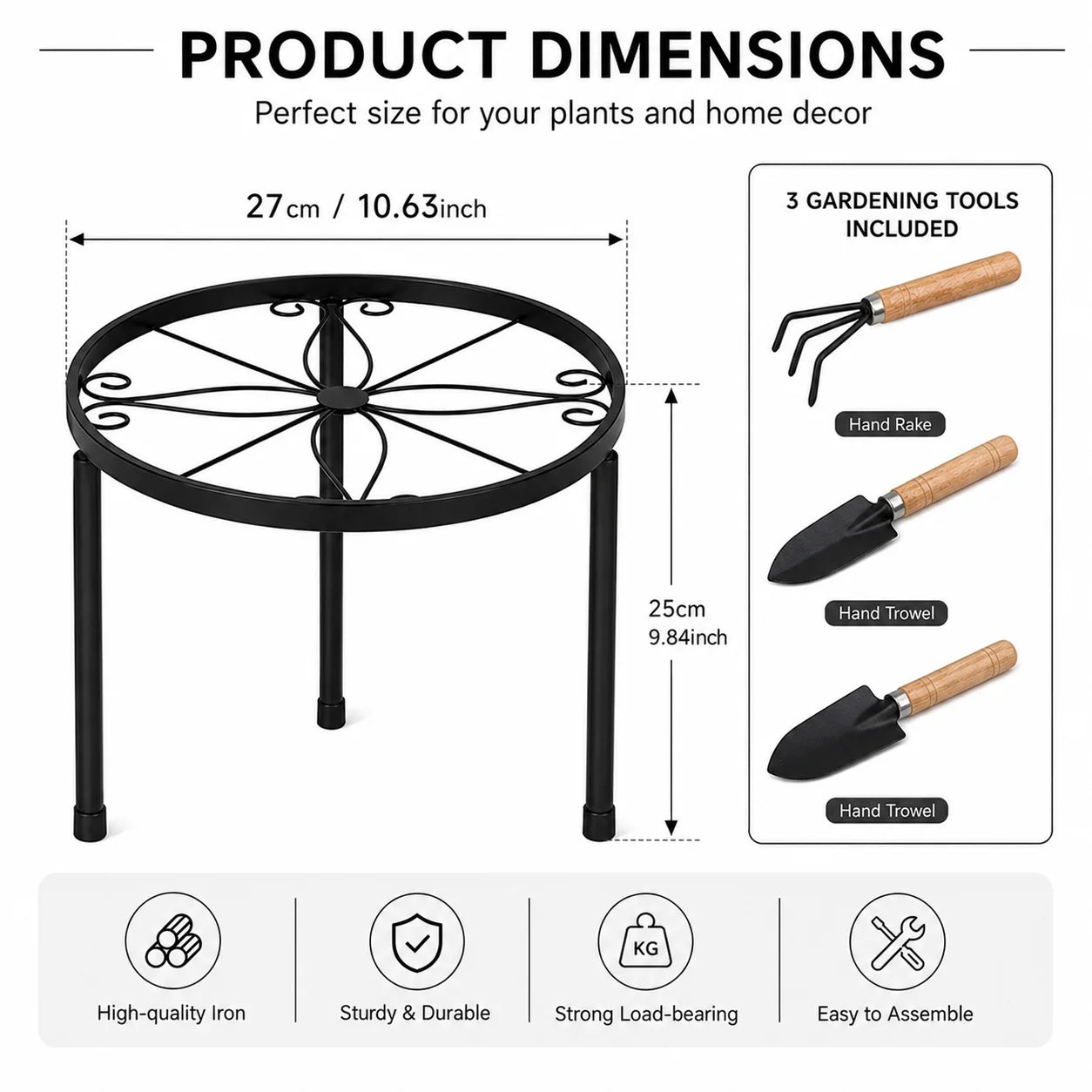 Heavy Duty Round Metal Plant Stand for the Home