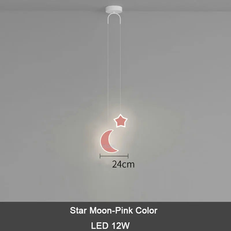 DecorBites Kids Star Cloud Moon pendant lamp in pink with remote dimming, 24cm LED 12W on Tampa Home & Garden Store