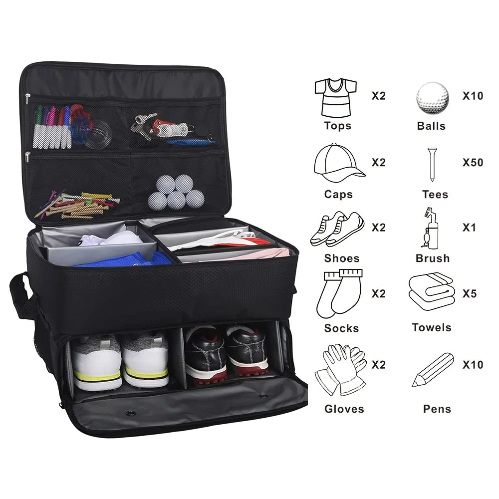 Golf Trunk Organizer, black waterproof EstaliosFit Vehicle Organizer; tops x2, balls x10 on Tampa Home & Garden Store