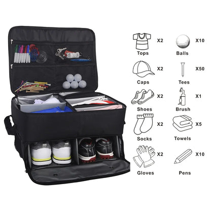 Golf Trunk Organizer, black waterproof EstaliosFit Vehicle Organizer; tops x2, balls x10 on Tampa Home & Garden Store