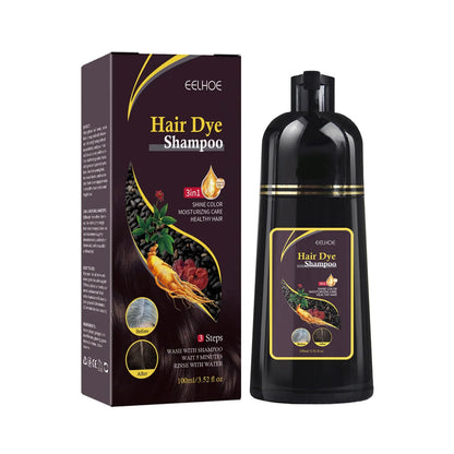 Hair Dye Shampoo 100ml 3in1 herbal color box and bottle with dark brown shade EELHOE branding on Tampa Home & Garden Store