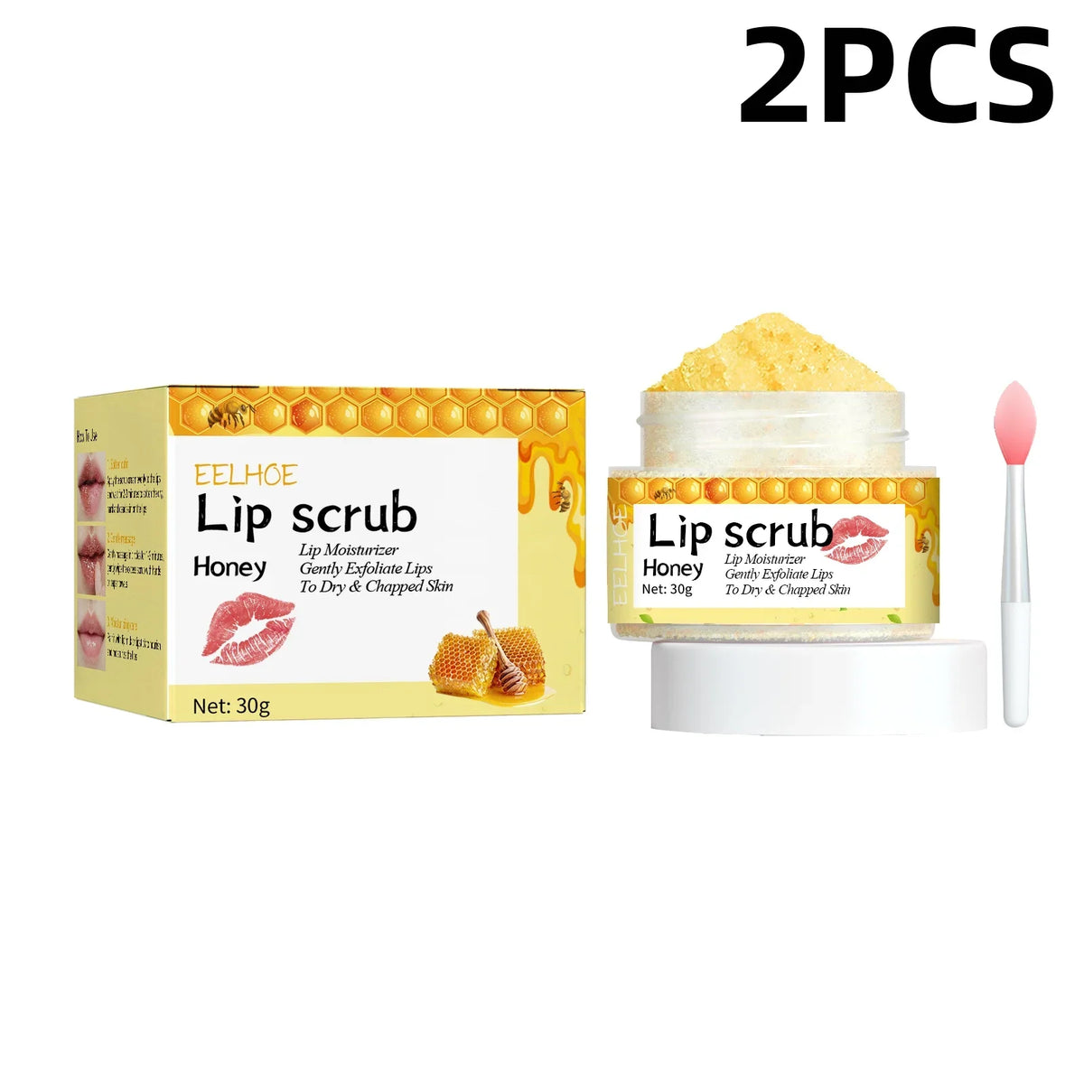 Lip scrub set Silcy Skin EELHOE Honey Lip Scrub jar and box honey-yellow packaging 2 pcs on Tampa Home & Garden Store