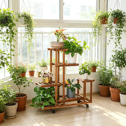 6 Tier Wood Plant Stand and Storage Rack