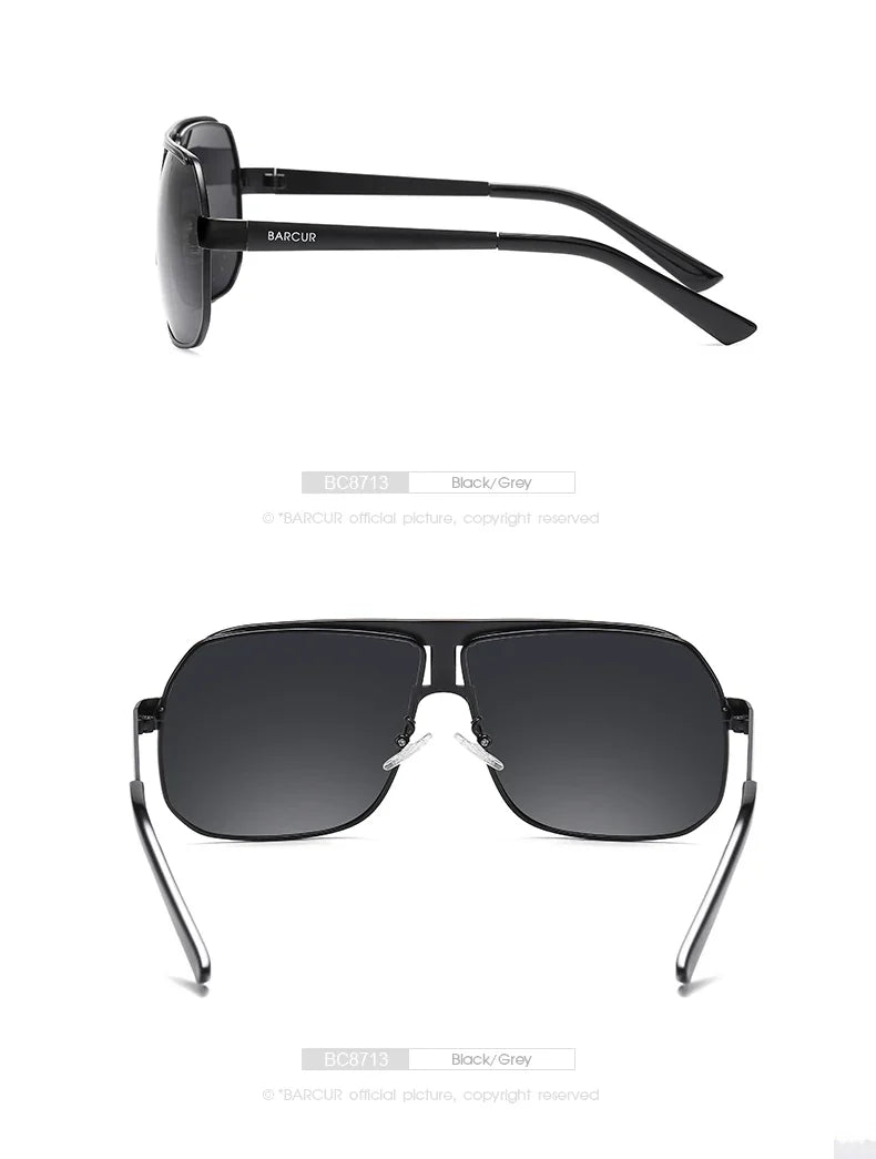 BARCUR polarized sport sunglasses for men with black frame and grey gradient lenses, front view on Tampa Home & Garden Store