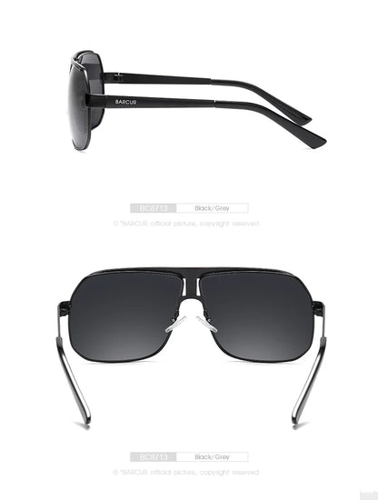 BARCUR polarized sport sunglasses for men with black frame and grey gradient lenses, front view on Tampa Home & Garden Store