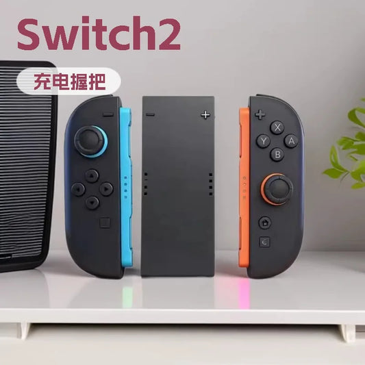 Wireless BT Joypads for Nintendo Switch 2, left blue and right orange with charging grip on Tampa Home & Garden Store