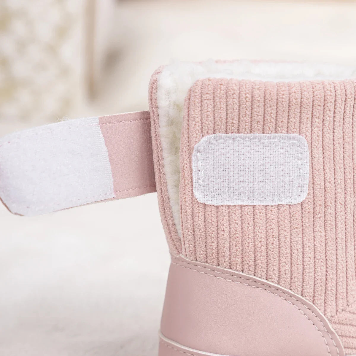 Newborn baby winter boots soft pink corduroy with fluffy lining and Velcro strap UpTrend Deals on Tampa Home & Garden Store