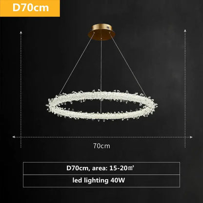 DecorBites Luxe Crystal Circle Pendant Light, crystal ring, 70cm dia, 40W dimmable on Tampa Home & Garden Store