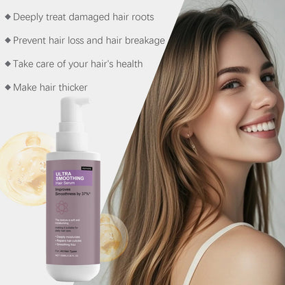 Ultra Smoothing Hair Serum bottle with lavender label and white pump by Silcy Skin on Tampa Home & Garden Store