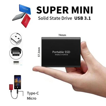 2TB External SSD USB 3.1 & USB-C Portable Solid State Drive
