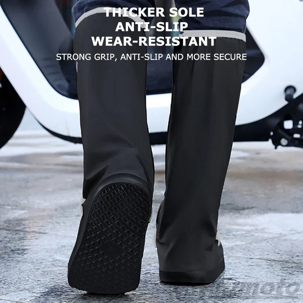 Motorcycle shoe cover black non-slip waterproof with thick sole for rainy day on Tampa Home & Garden Store