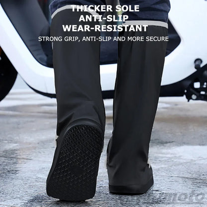 Motorcycle shoe cover black non-slip waterproof with thick sole for rainy day on Tampa Home & Garden Store