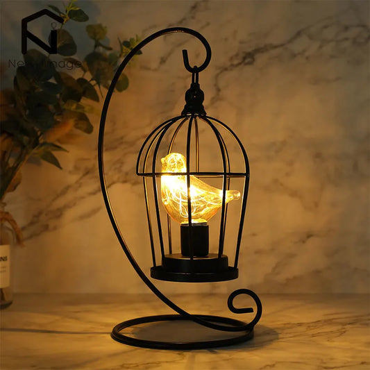 Birdcage Table Lamp Battery Operated Cordless Fairy Light Bird LED Home Decor - Tampa Home & Garden Store