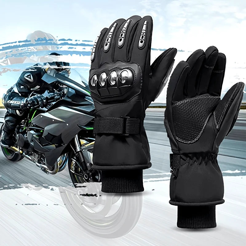 Winter warm waterproof windproof motorcycle gloves BikerZoneZ, black with knuckle armor on Tampa Home & Garden Store