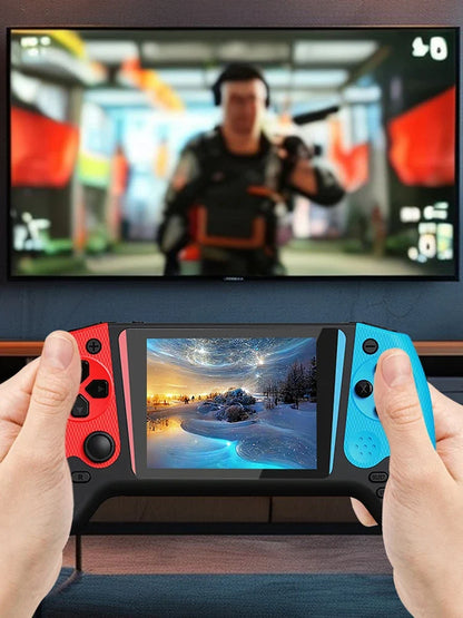 Portable game console with red left and blue right controllers, 3.5-inch LCD, 500 built-in games on Tampa Home & Garden Store