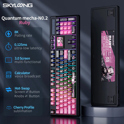 SKYLOONG GK104 Pro Wireless Mechanical Keyboard pink Ruby RGB, hot-swappable switches on Tampa Home & Garden Store