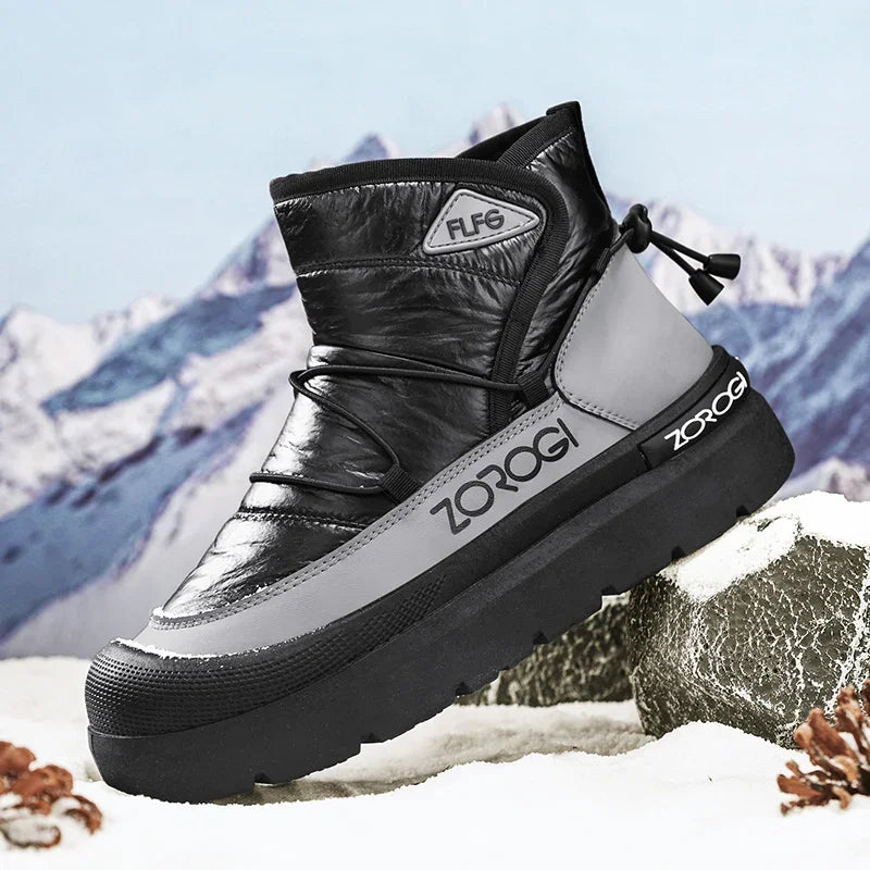 Mens winter ankle boots UpTrend Deals black gray padded upper rugged outsole Zorogi on Tampa Home & Garden Store