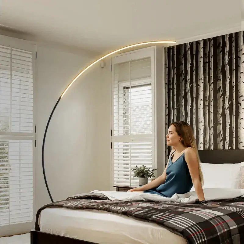 DecorBites LED Art Floor Lamp arc black stand with RGB dimmable light and remote for bedroom on Tampa Home & Garden Store