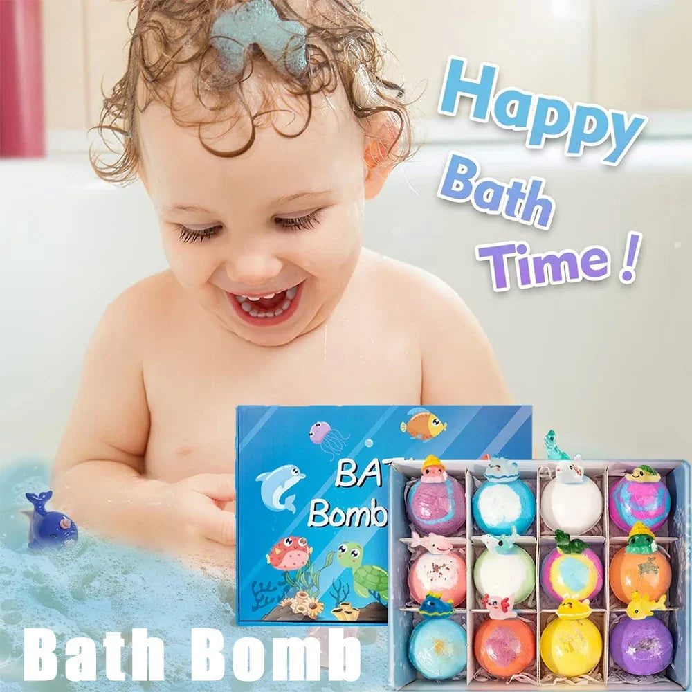 Kids Ocean Bath Salt Set 12-pack with surprise toys, organic safe bubble bath salts Silcy Skin on Tampa Home & Garden Store