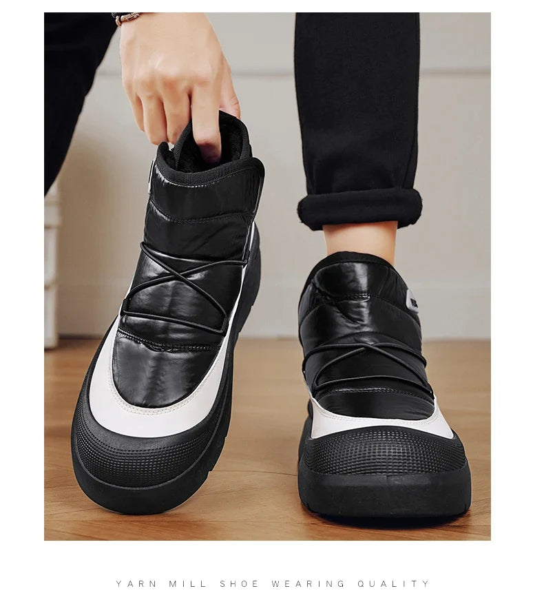 Mens Winter Ankle Boots UpTrend Deals, black leather with white accents, outdoor footwear on Tampa Home & Garden Store