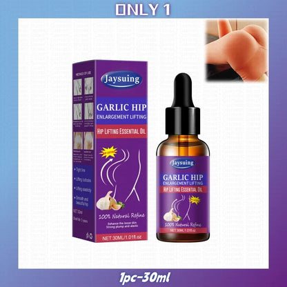 Garlic hip enlargement essential oil kit with purple box and amber dropper bottle by Silcy Skin on Tampa Home & Garden Store