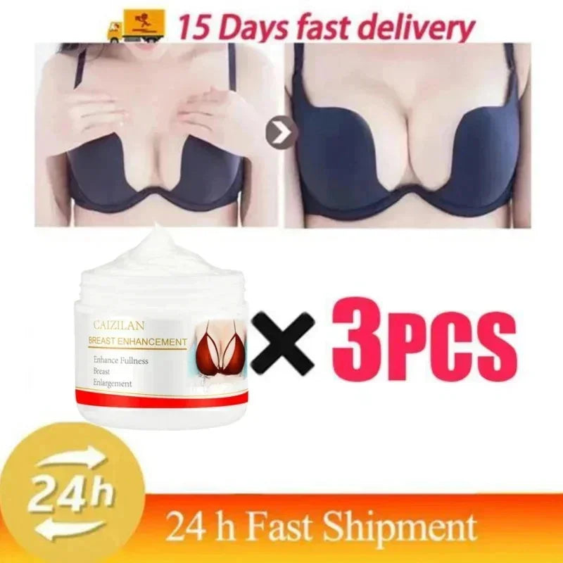 Breast enhancement cream jar by Silcy Skin, white container with red label, 3 pcs set on Tampa Home & Garden Store