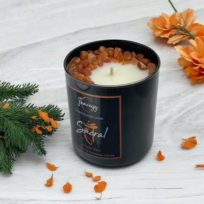 Sacral Chakra Crystal Candle with Peach Aventurine | Coconut-Soy Wax Candle, 9oz - Tampa Home & Garden Store