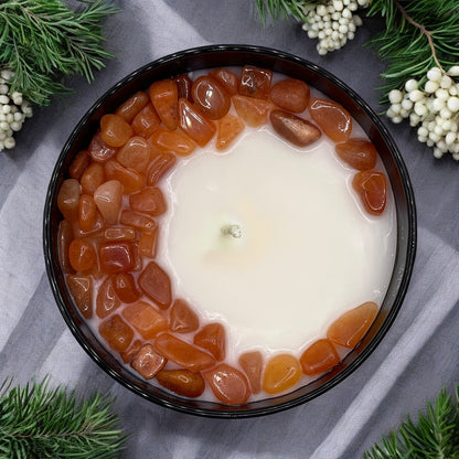 Sacral Chakra Crystal Candle with Peach Aventurine | Coconut-Soy Wax Candle, 9oz - Tampa Home & Garden Store