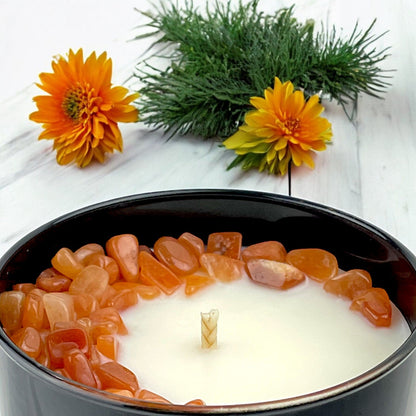 Sacral Chakra Crystal Candle with Peach Aventurine | Coconut-Soy Wax Candle, 9oz - Tampa Home & Garden Store