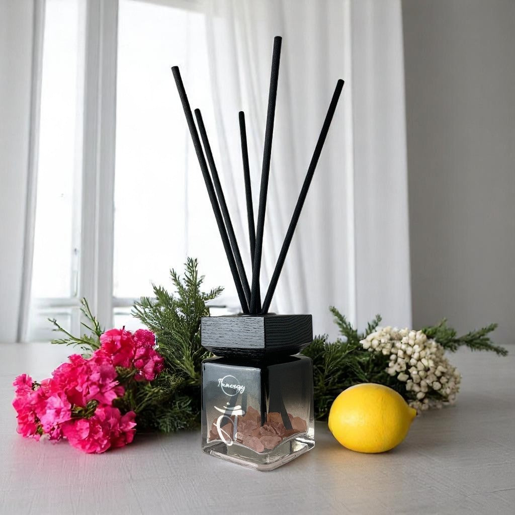 Sacral Chakra Crystal-Enhanced Reed Oil Diffuser, Juniper Zest Scent, 3oz/100ml - Tampa Home & Garden Store