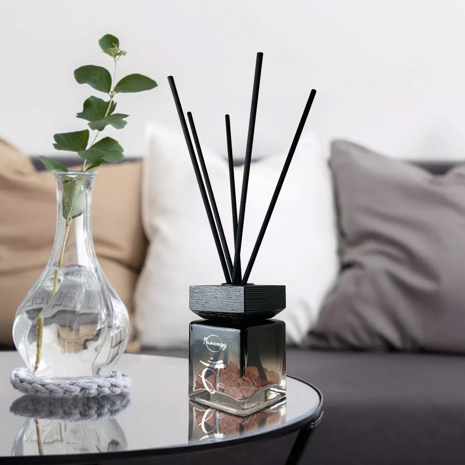 Sacral Chakra Crystal-Enhanced Reed Oil Diffuser, Juniper Zest Scent, 3oz/100ml - Tampa Home & Garden Store