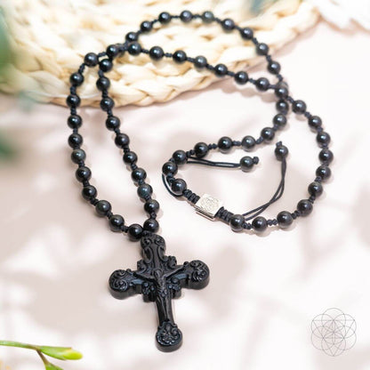 Sacred Armor: Black Obsidian Cross of Faith & Protection - Tampa Home & Garden Store
